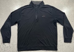 Greg Norman Quarter Zip Pullover Mens Large Black Cotton Mock Neck Golf Casual