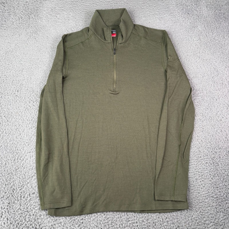 Icebreaker Merino Wool 260 Tech Long Sleeve Half Zip Activewear Top Mens M Green gallery