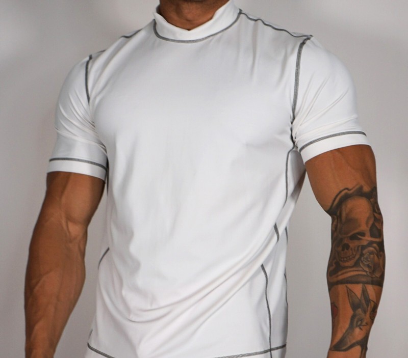 MEN'S WHITE SHORT SLEEVE NYLON SHIRT FOR MEN SIZE L gallery