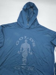 Gold’s Gym Hoodie Mesh Blue Breathable Long Sleeve Sz Medium Workout Training