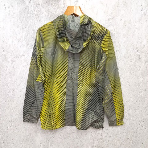 ASICS Windbreaker Running Packable Jacket Hooded Yellow Grey gallery