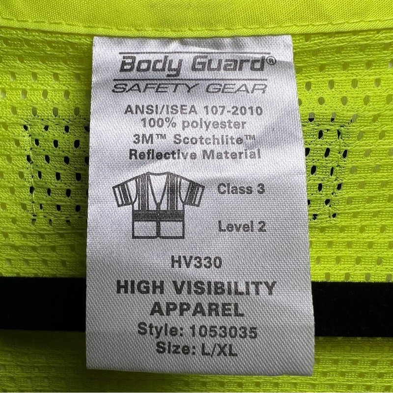 Body Guard Yellow & Orange Safety Vest w/ Reflective Strips. Size L/ XL gallery