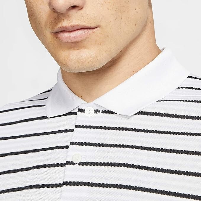 Nike Dri-fit Victory White Black Striped Golf Polo Men's Small BV0367-100 gallery