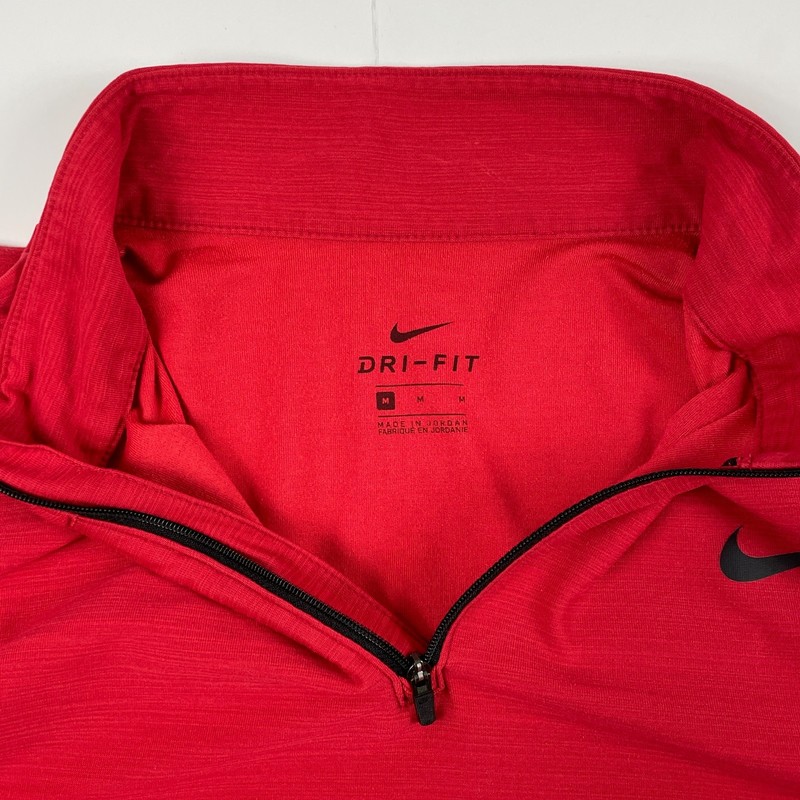 Nike Shirt Mens Medium Red Dri Fit 1/4 Zip Pullover Golfing Running Workout Gym gallery
