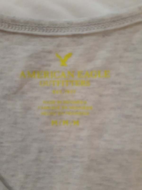 American Eagle Men's Tank Top M Gray/ Fluorescent Yellow Stretch Activewear Soft gallery