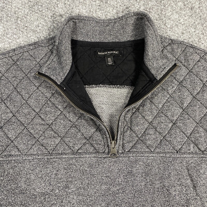 Banana Republic Mens 1/4 Zip Pullover Mock Neck Long Sleeve Gray Size XL gallery