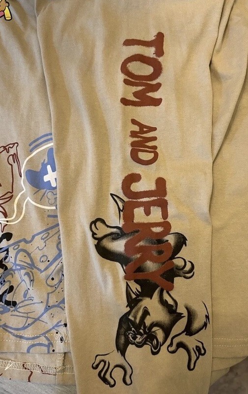 Tom & Jerry - Pullover Long Sleeve Shirt Men's 3XL Beige Graphic Print gallery