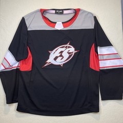 Full Send Men’s Nelk Boys Black Star Logo Long Sleeve Hockey Jersey, Size Large