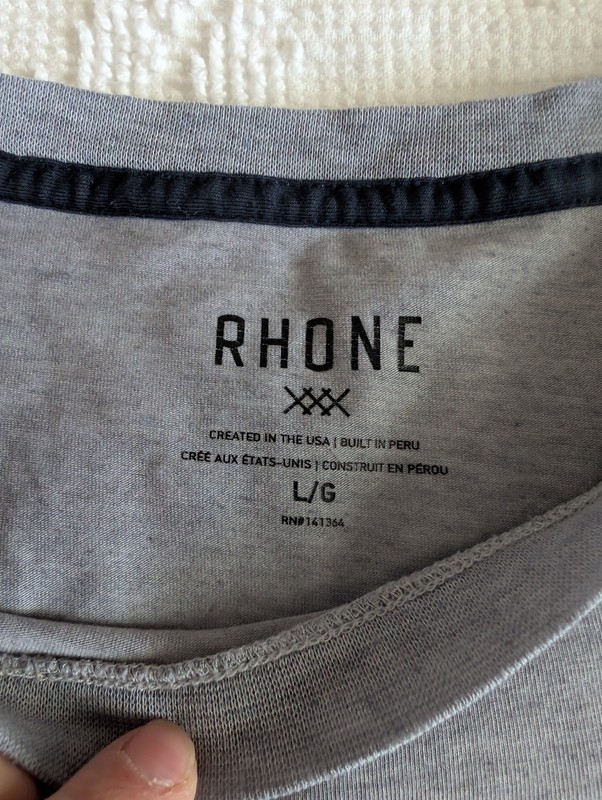 Rhone Atmosphere Heather Gray Performance Stretch Running Gym T-Shirt Mens L gallery
