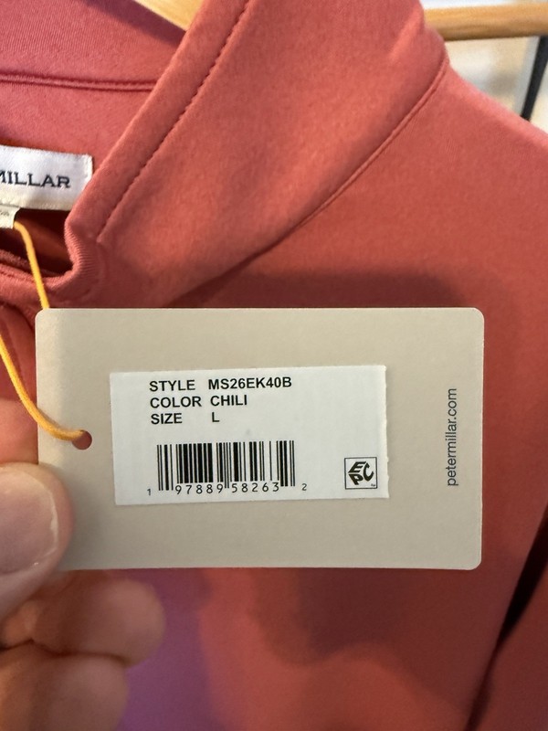 New Peter Millar Perth Performance 1/4 Zip Mens Pullover Chili Red Large gallery