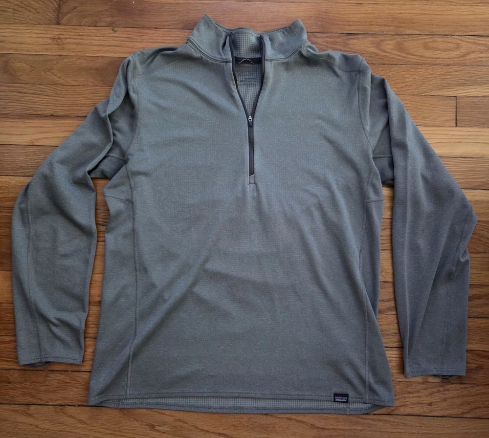 Patagonia Capilene Midweight Pullover Size Large Gray 1/4 Zip Long Sleeve Top