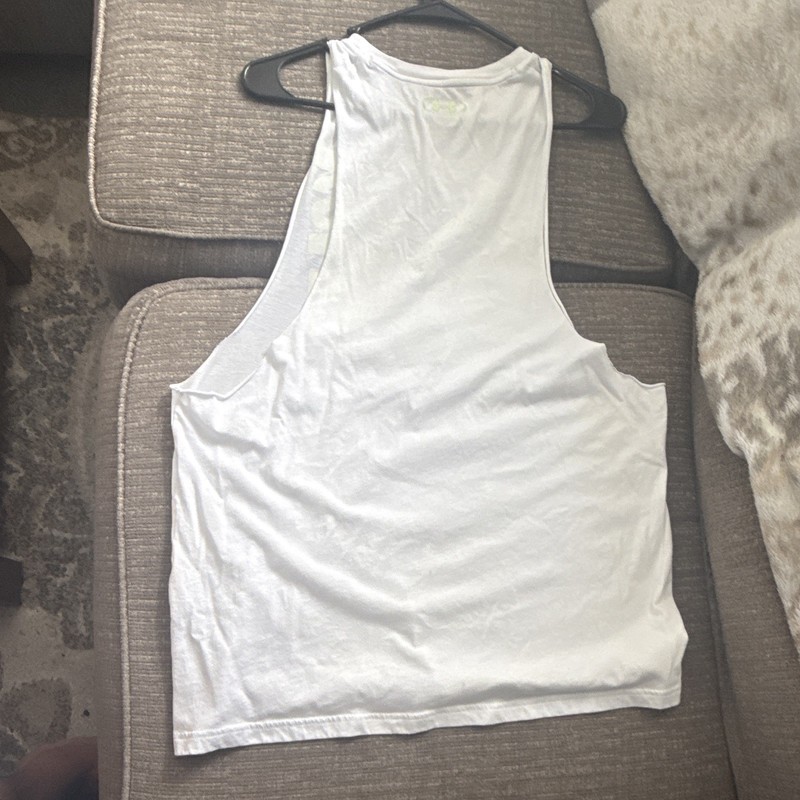 Under Armour Project Rock Men’s Large Racerback Tank White Graphic Crew Neck gallery
