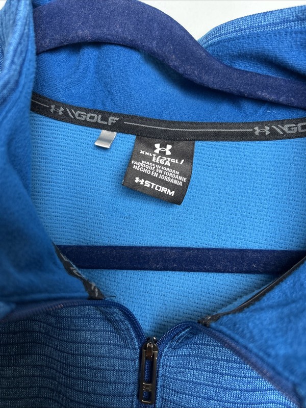 Under Armour Old 1/4 Tech Pullover Striped Blue Mens Size XXLT gallery