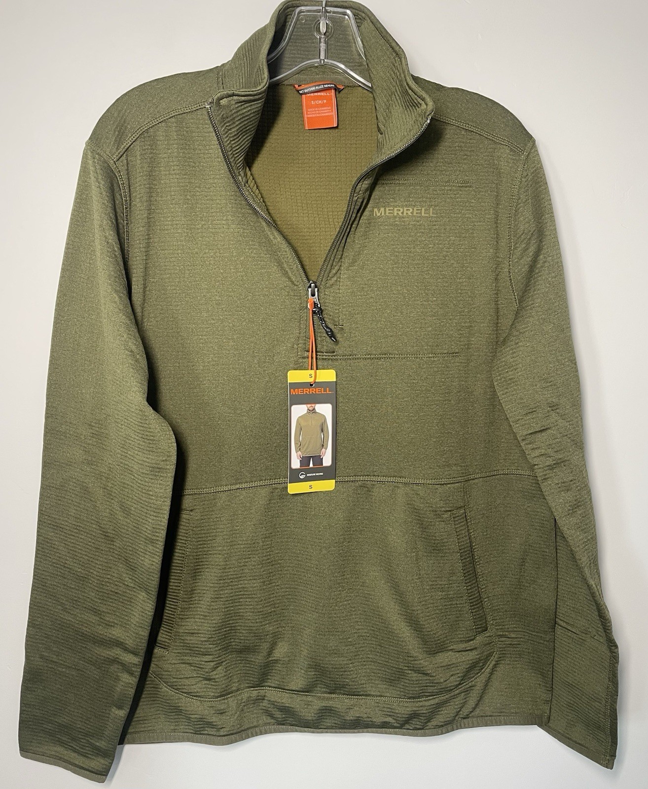 Merrell Pullover Sweater 1/4 Zip Moisture Wicking Men’s S 1926590 Green gallery