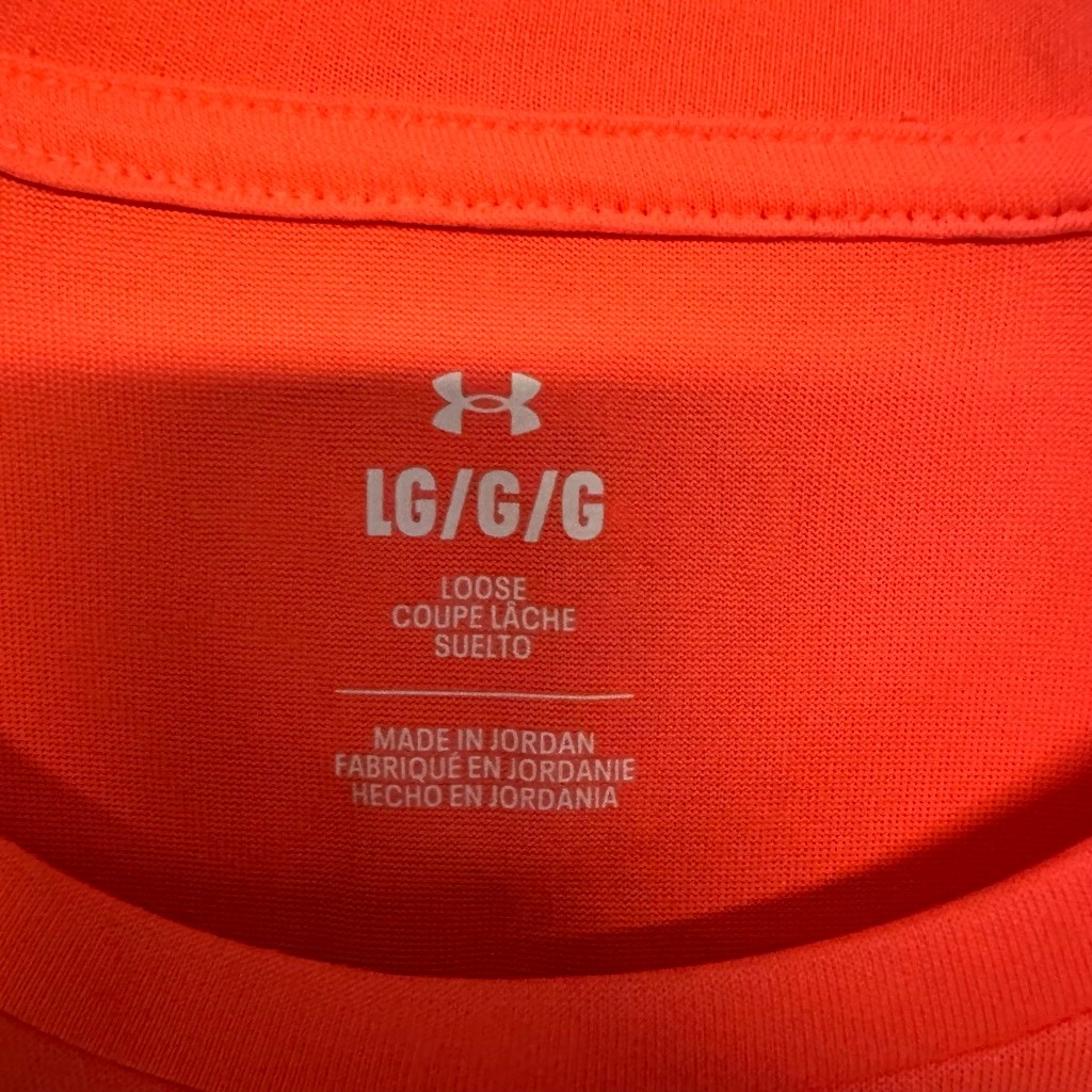 Under Armour Neon Orange and Gray Short Sleeve Tee Loose Fit Mens Large athletic gallery