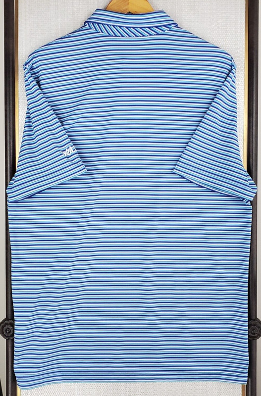 VINEYARD VINES Size Medium Performance Mens Polo Shirt Blue/Green/White Stripes gallery