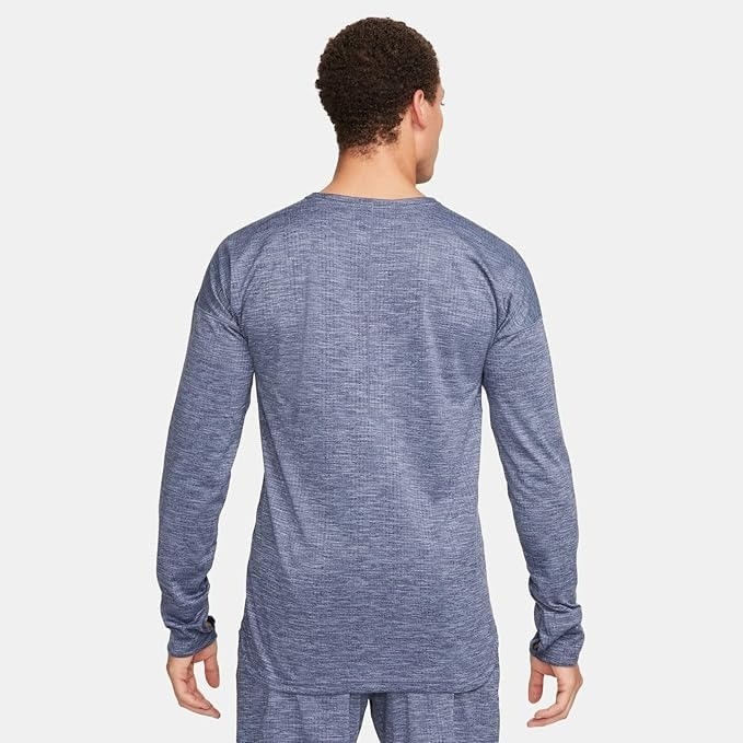 MEN'S Nike Yoga Dri-FIT Long Sleeve Crew Top Shirt Athletic Thunder Blue FB7775 gallery