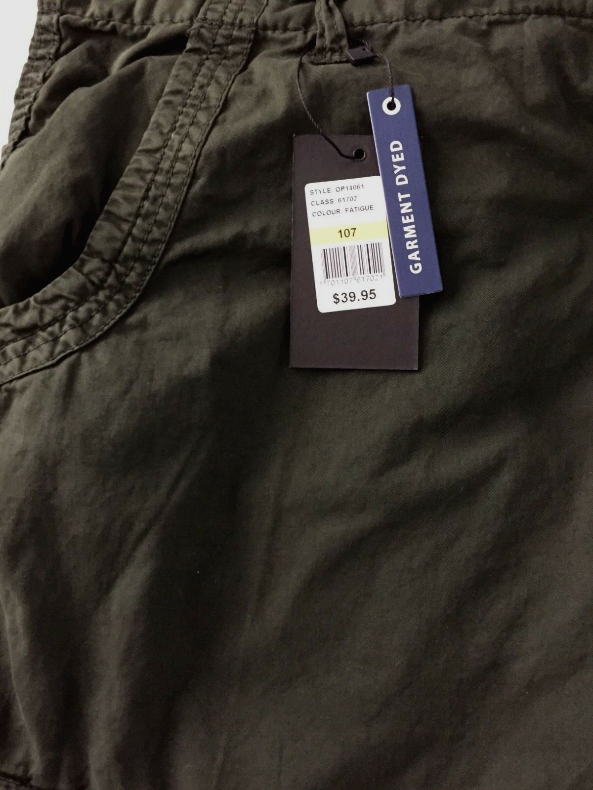 3 XL 107 DARK FATIGUE GREEN LIGHT WEIGHT LONG LEG CARGO SHORTS 6 POCKETS NWT $29 gallery