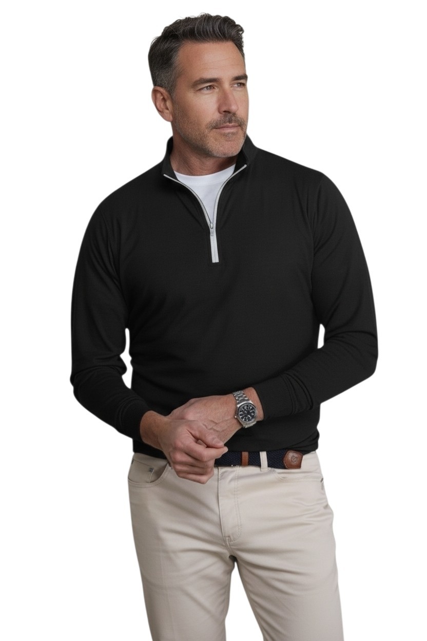 New Collars & Co Mens DriRelease Performance Black 1/4 Zip Pullover NWT gallery