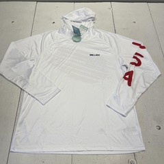 WELIGU Shirt Mens 2XL White Long Sleeve UPF 50+ Hooded USA Flag Sun Fishing