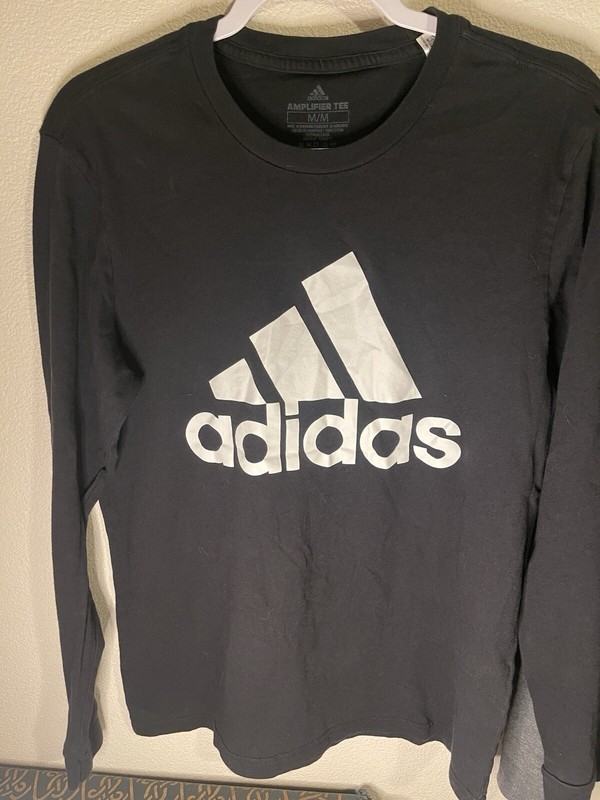 (2) Men’s Adidas Amplifier Long Sleeve Shirts Men's M Black & Grey 🔥 gallery