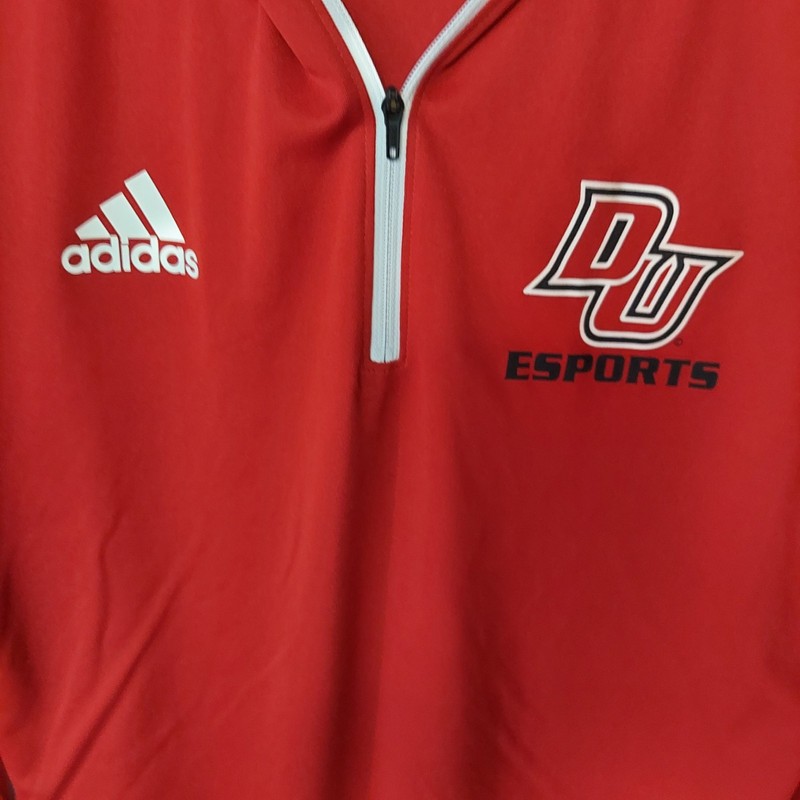 Adidas Pullover Jacket Mens Medium Red 1/4 Zip Long Sleeve Pullover Esports gallery