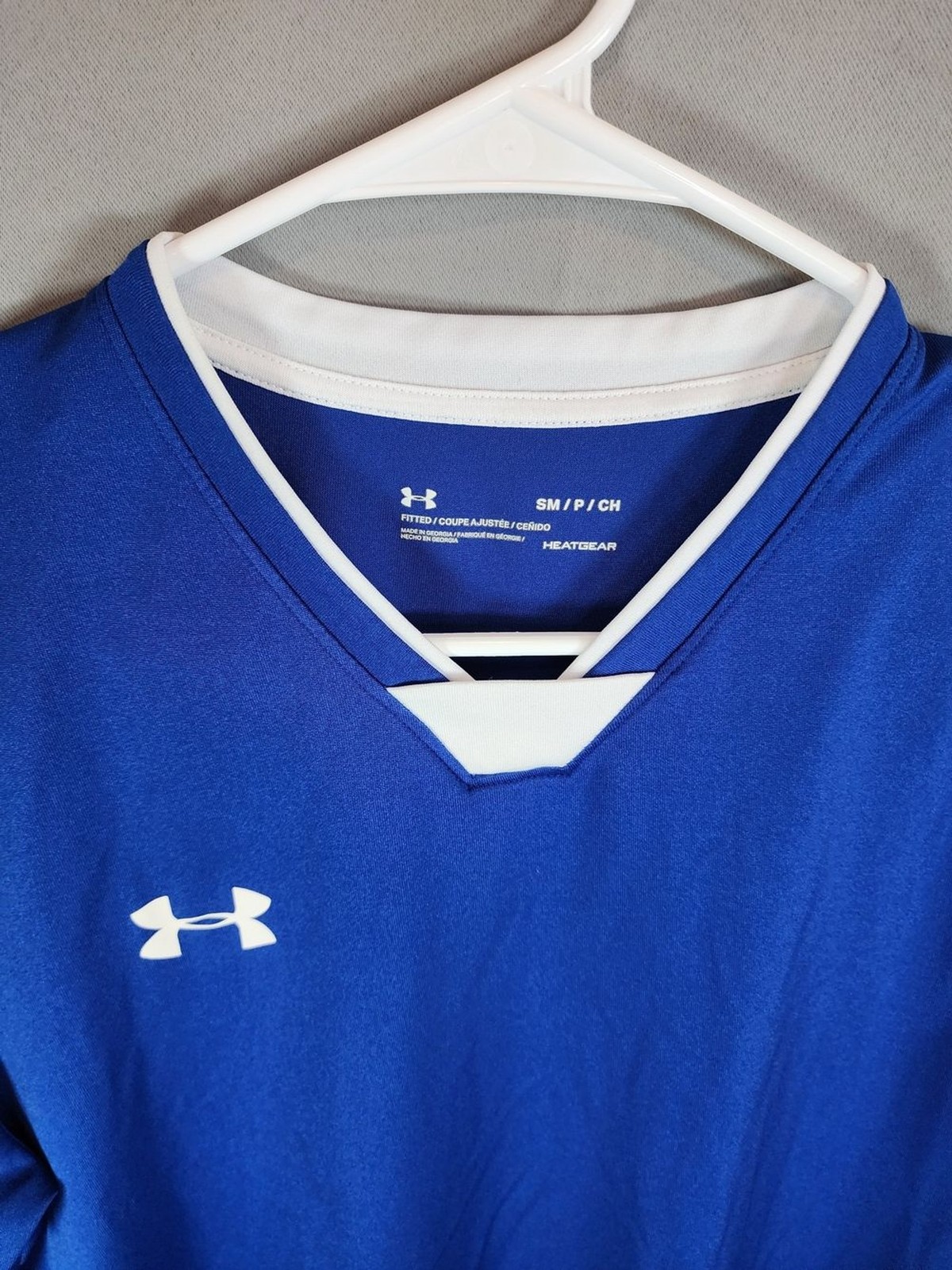 Under Armour Royal Blue Short Sleeve Athletic Jersey with White Trim gallery