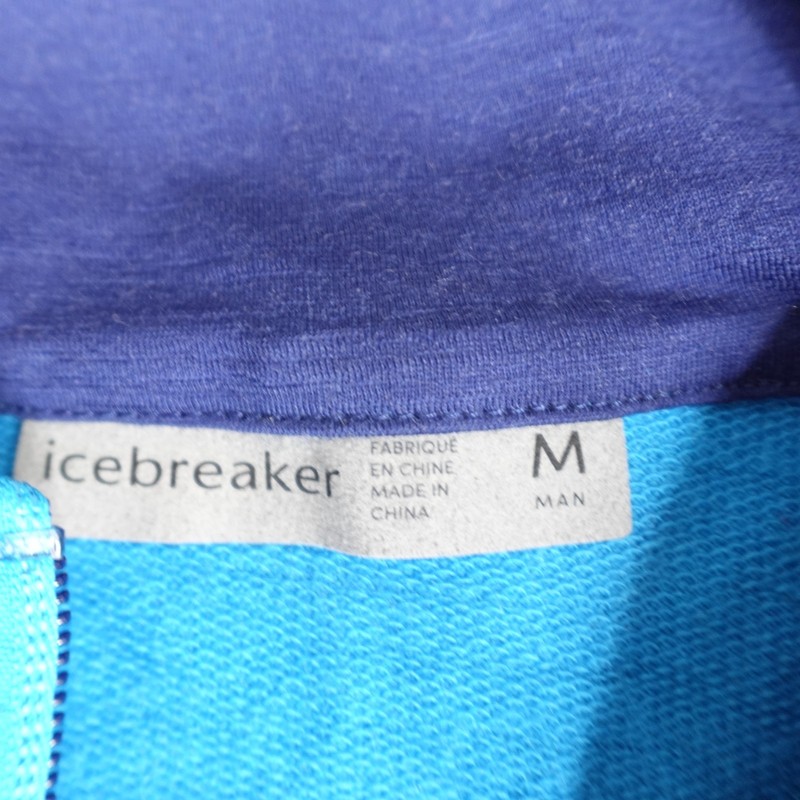 Icebreaker Mens Sweater Medium Blue Green Teal Full Zip 100% Wool gallery