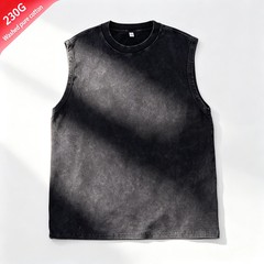 100% cotton men’s summer sleeveless top Vintage Washed Crew Neck Tank Top Casual