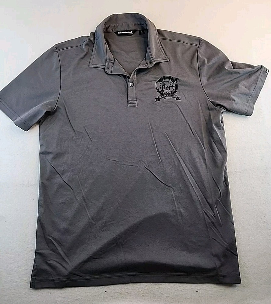 Travis Mathew The Bert Classic Logo Golf Polo Shirt Mens XL Gray Lightweight