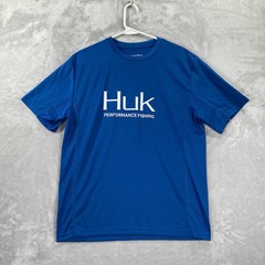 HUK Fishing Shirt men’s Medium Performance Pullover Blue Active Outdoor Sports