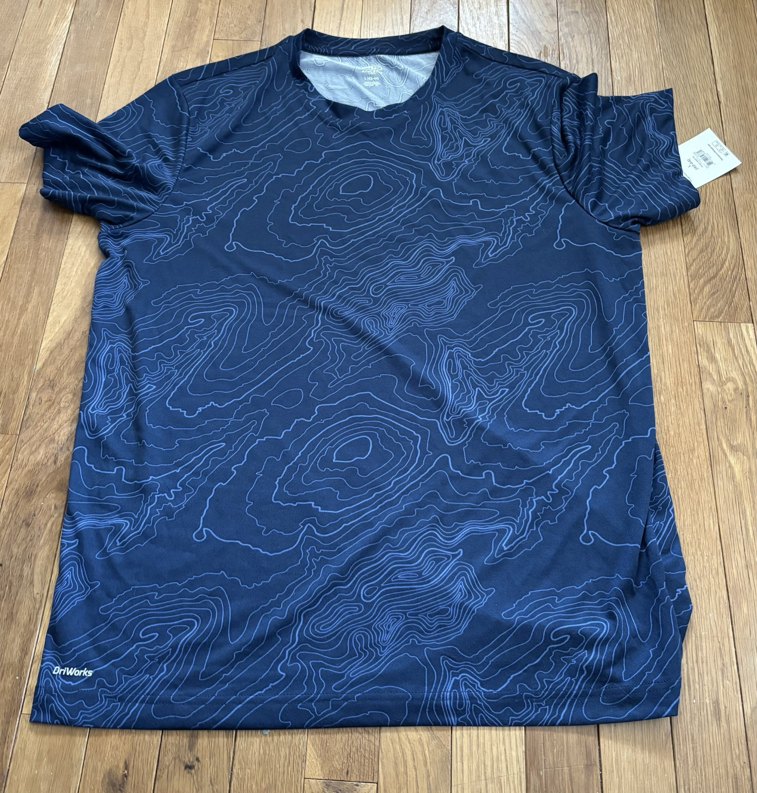 New Men’s Large Athletic Works Driworks Short Sleeve Navy Blue T-Shirt Polyester gallery