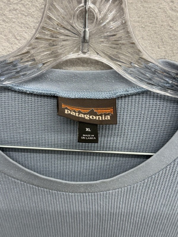 Patagonia Shirt Mens XL Blue Long Sleeve Waffle Knit Thermal Base Layer gallery