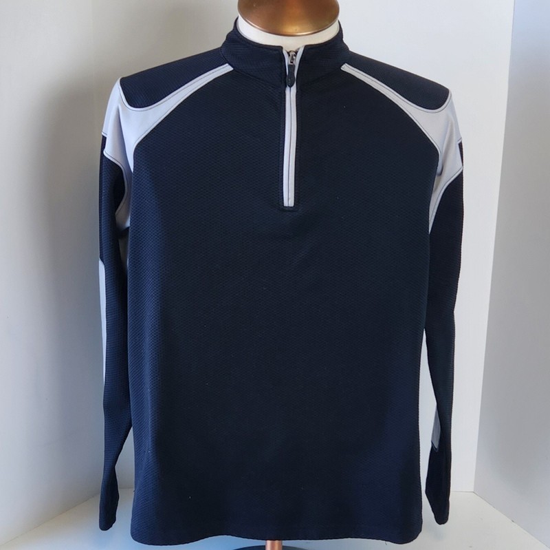 SECOND SKIN Men's Large Ryder Cup Golf Pullover Stretch Long Sleeve 1/4 Zip Blue gallery