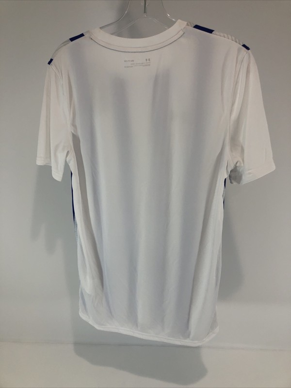 Under Armour Mens Striped Soccer Jersey Size Small Blu/Wht/Gry NWT gallery