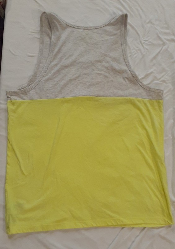 American Eagle Men's Tank Top M Gray/ Fluorescent Yellow Stretch Activewear Soft gallery