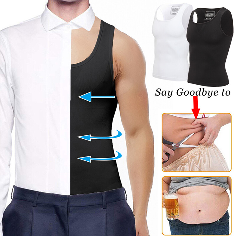 Men Compression Shirt Tank Top Gynecomastia Body Shaper Vest Tummy Belly Control gallery