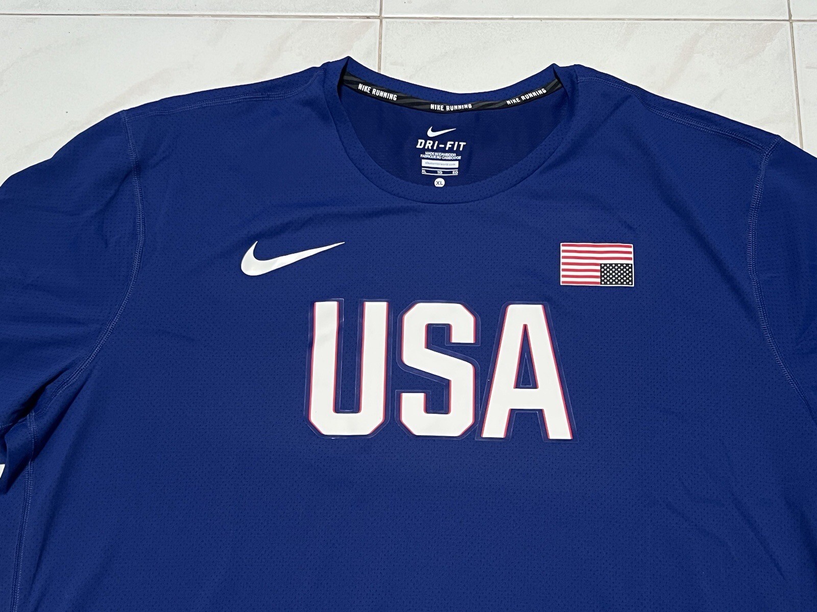 Nike Team USA Track & Field Running Dri Fit T Shirt Rare Mens XL 743455 443 gallery