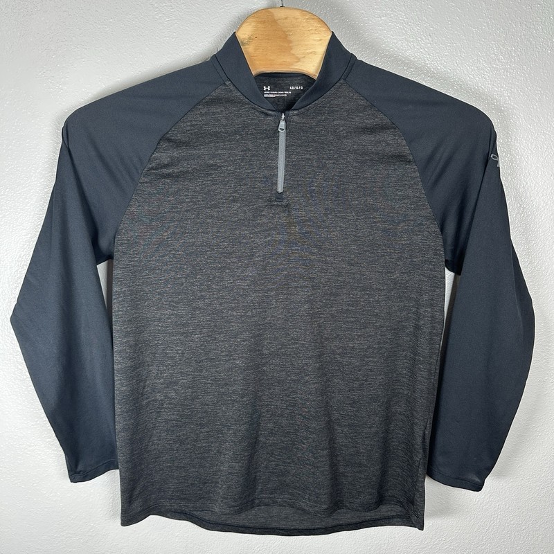 Under Armour UA Tech 1/4 Zip Shirt Mens Size Large Band Collar Loose Black Gray gallery