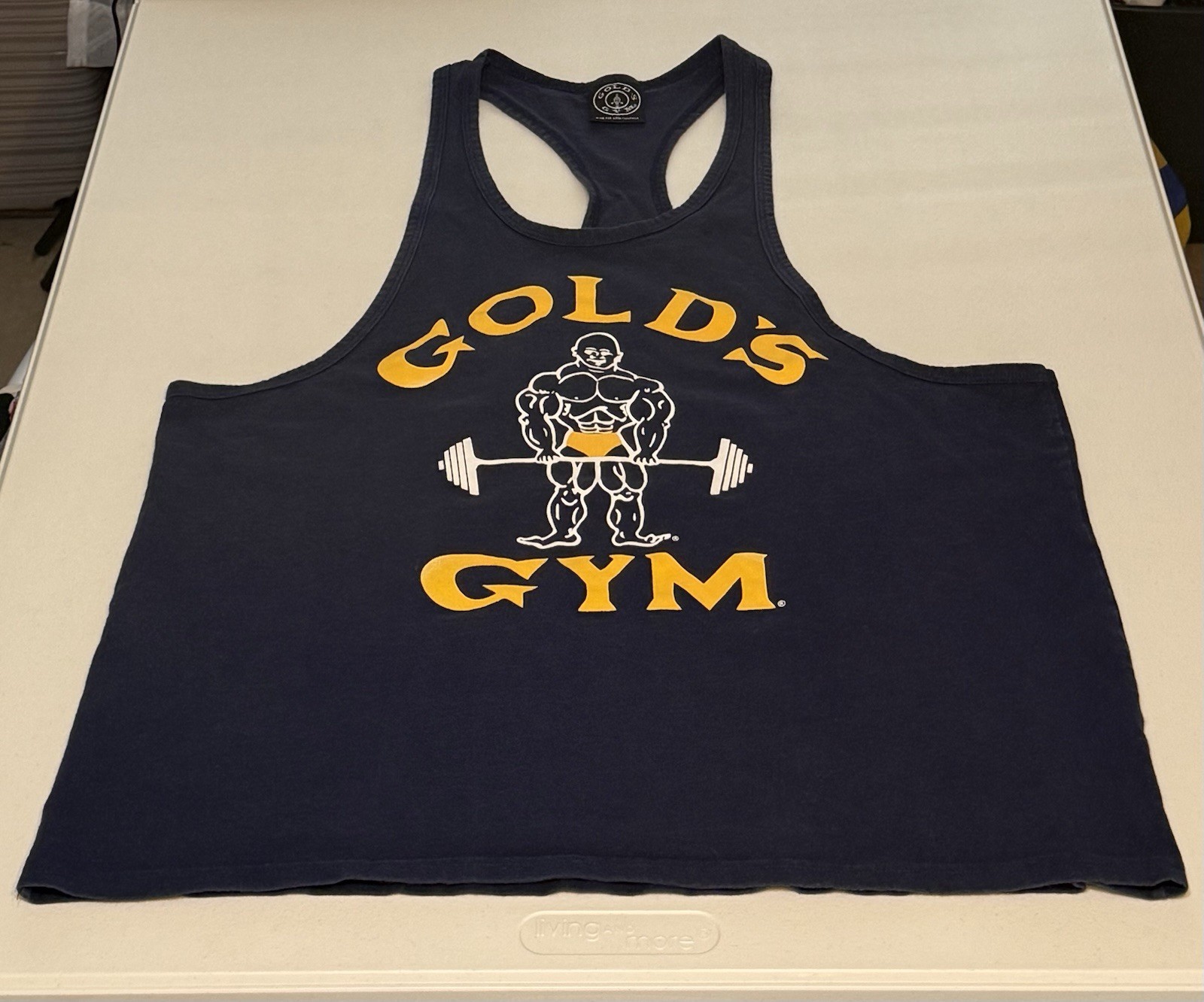 SUPER RARE Vintage Gold’s Gym EXTRA LARGE NAVY BLUE Tank Top PRE-LOVED EXCELLENT gallery