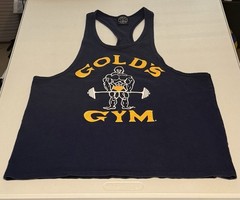 SUPER RARE Vintage Gold’s Gym EXTRA LARGE NAVY BLUE Tank Top PRE-LOVED EXCELLENT