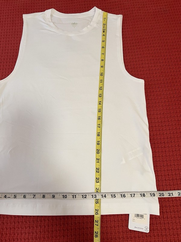 MENS ALO YOGA CONQUER MUSCLE TANK TOP SIZE SMALL WHITE SUPER SOFT BRAND NEW gallery