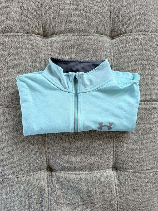 Under Armour threadborne 1/4 zip Fitted Heat Gear Small Blue Teal gallery