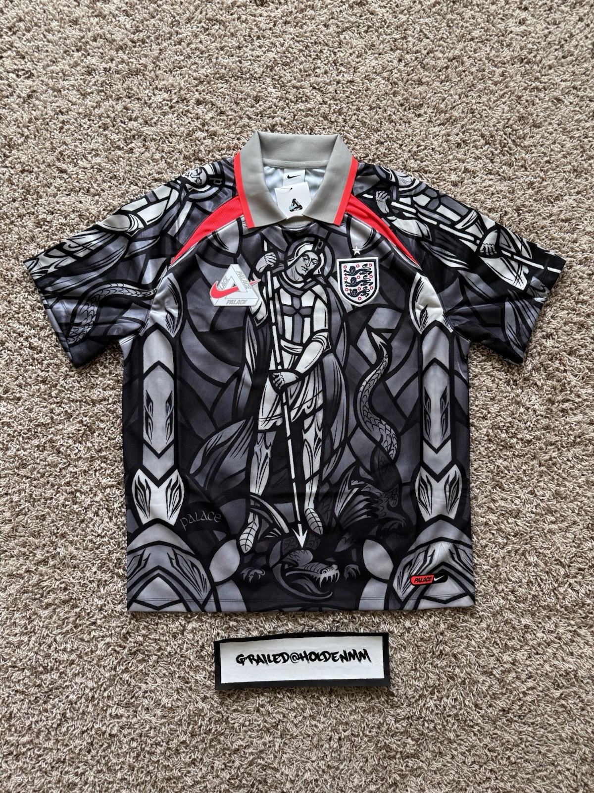 Palace Nike England Dri Fit Football Jersey Pewter Grey (Size Small) gallery