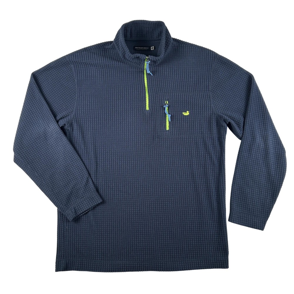 Southern Marsh Fieldtec Fleece Pullover Mens Small Blue 1/4 Zip Mock Neck Waffle