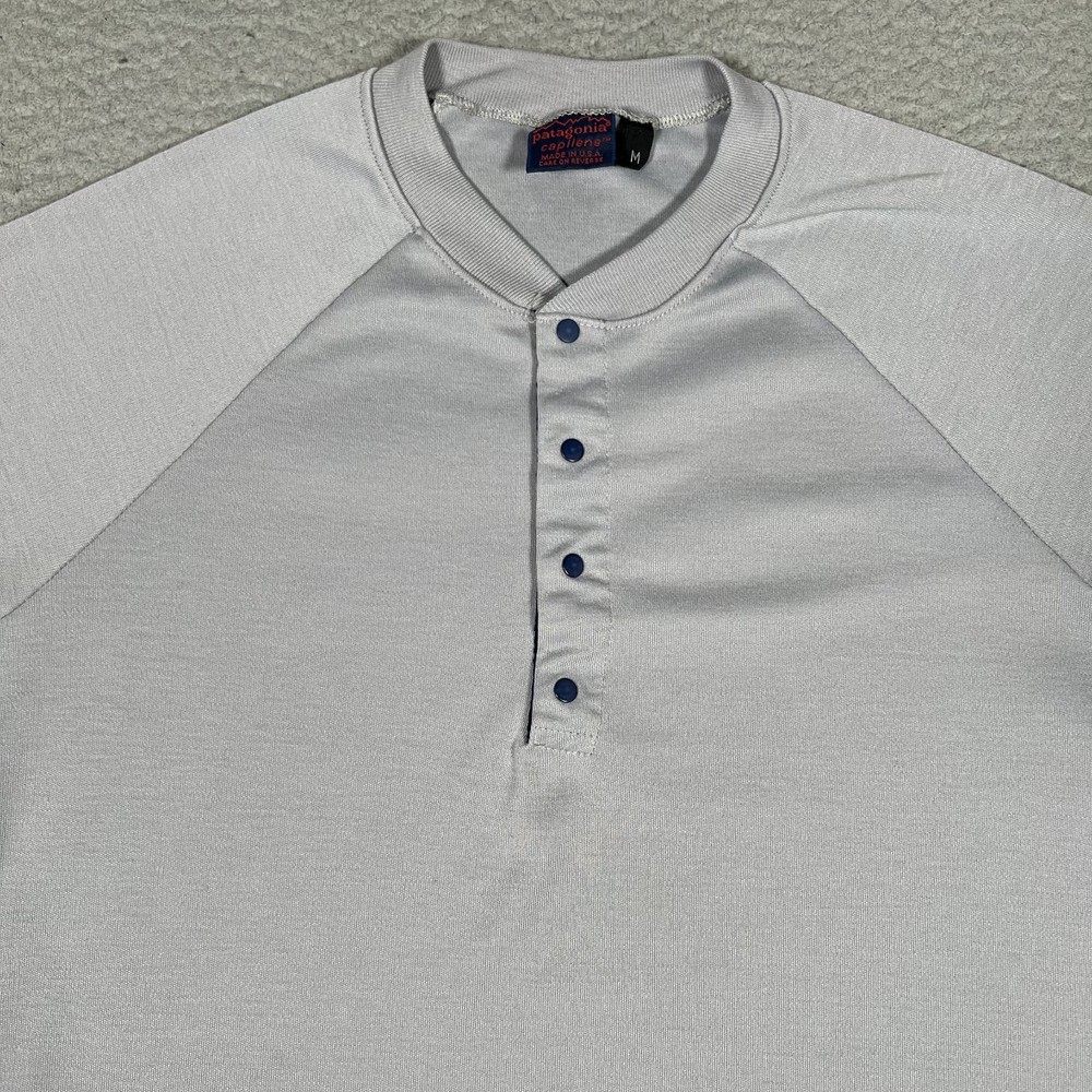 Patagonia Shirt Mens Medium Gray Capilene Henley Baselayer Outdoor Casual USA