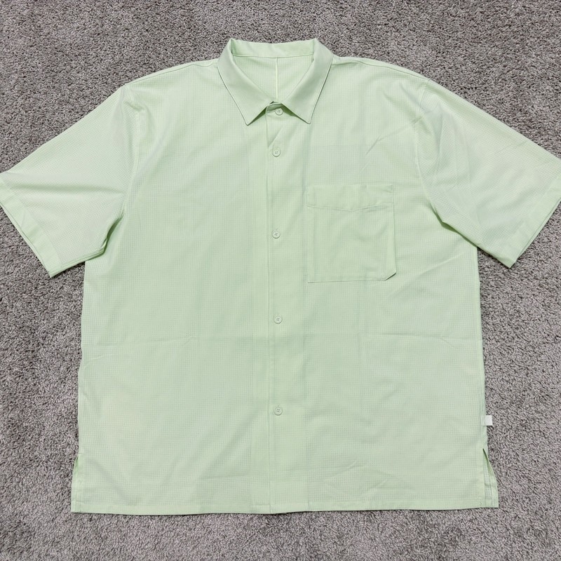 Lululemon Airing Easy Camp Collar Shirt Pocket Short Sleeve Light Green Men XXL? gallery