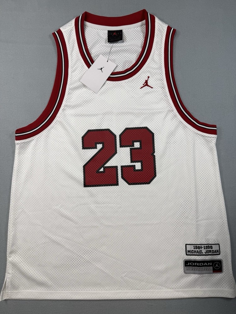Jordan Essentials #23 Michael Jordan Mesh Jersey White/Red Men’s M NWT