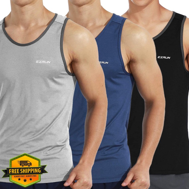 EZRUN Men's Quick Dry Tank Top UPF 50+ Workout Beach Swim Shirt gallery