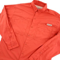 Columbia PFG Omni-Shade Shirt Mens Large Orange Button Front Long Sleeve Fishing